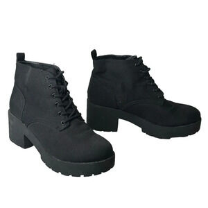 Vtg Y2K Grunge Goth EDM Chunky Platform Boots Lace Up Black Punk Sz 39 US 8.5